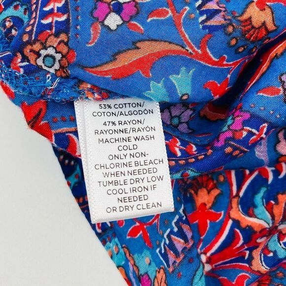 LOFT The Softened Sz large | Women's Popover Henley Women's Floral Long Sleeve - Picture 5 of 6